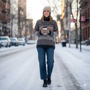 Noisy May Multi-Color Chunky Knit Turtleneck Sweater Women’s Small